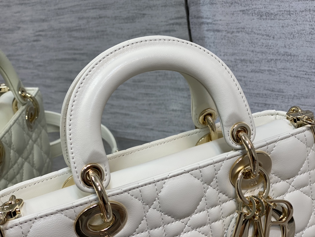 Small Lady D-Joy Bag Latte Cannage Lambskin